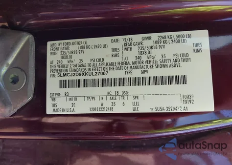 2019 Lincoln Mkc Select из США, поврежденный, VIN 5LMCJ2D9XKUL27007